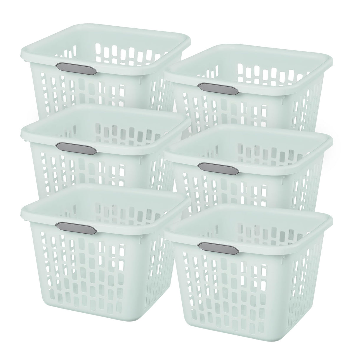 Sterilite Square Laundry Basket, Plastic Clothes Hamper, 6-Pack