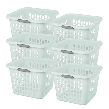 Sterilite Square Laundry Basket, Plastic Clothes Hamper, 6-Pack