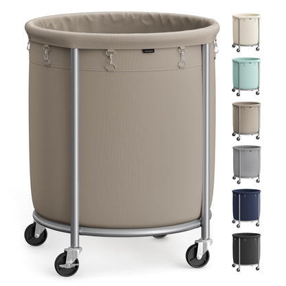SONGMICS Laundry Basket with Wheels,190L, Steel Frame, Removable Bag