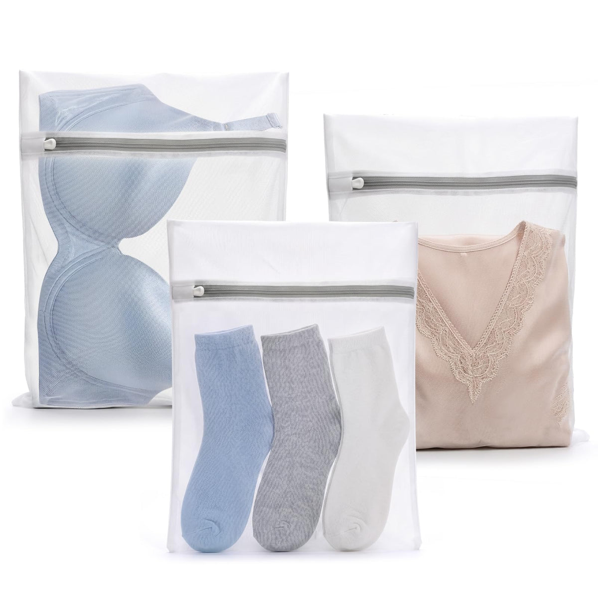 Muchfun 4Pcs Durable Fine Mesh Laundry Bags for Delicates 16 x 20 Inches