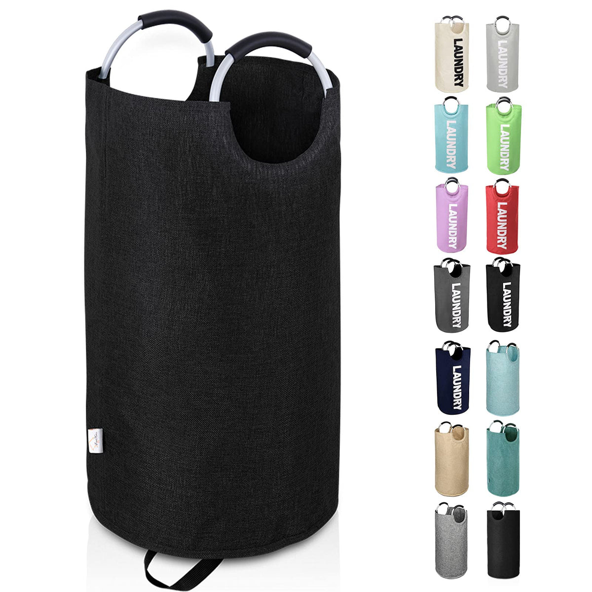 Large Laundry Basket, Laundry Hamper Bag with Handles, 95L, Black