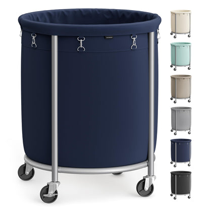 SONGMICS Laundry Basket with Wheels,190L, Steel Frame, Removable Bag