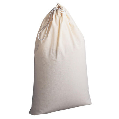 Household Essentials Cotton Laundry Bag, Large, 100% Cotton, Drawstring Top with Cord Lock, Machine Washable, 3 to 4 Load Capacity, Versatile and Compact, Breathable, Foldable, Natural