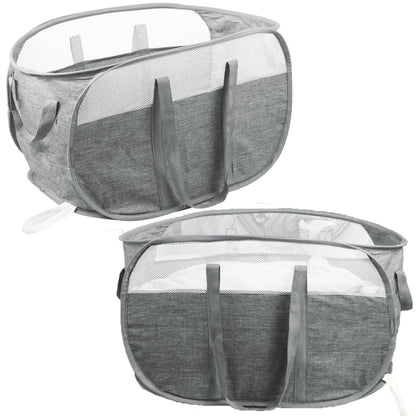 Collapsible Laundry Baskets, Tear Proof Pop Up Laundry Hamper with Dual Handles, Durable Foldable Laundry Basket, Easy to Carry Laundry Hamper for Home, Laundry Room, Bedroom, Dorm, Travel Grey