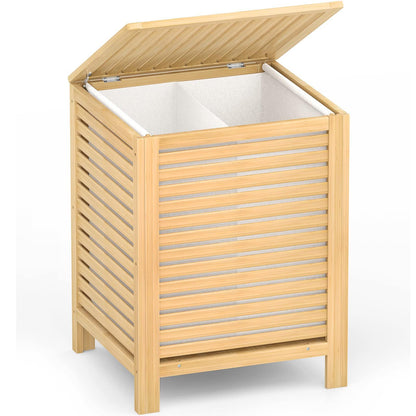 Homykic 120L Bamboo Laundry Hamper with Lid and Removable Liner Bag, Black