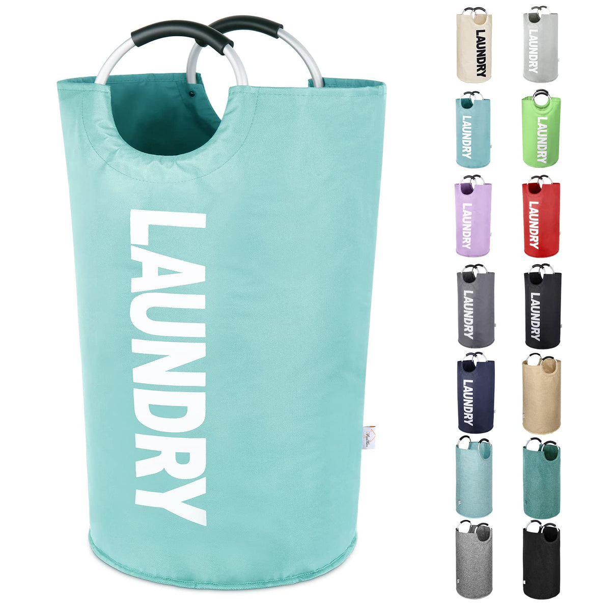 Large Laundry Basket, Laundry Hamper Bag with Handles, 95L, Black