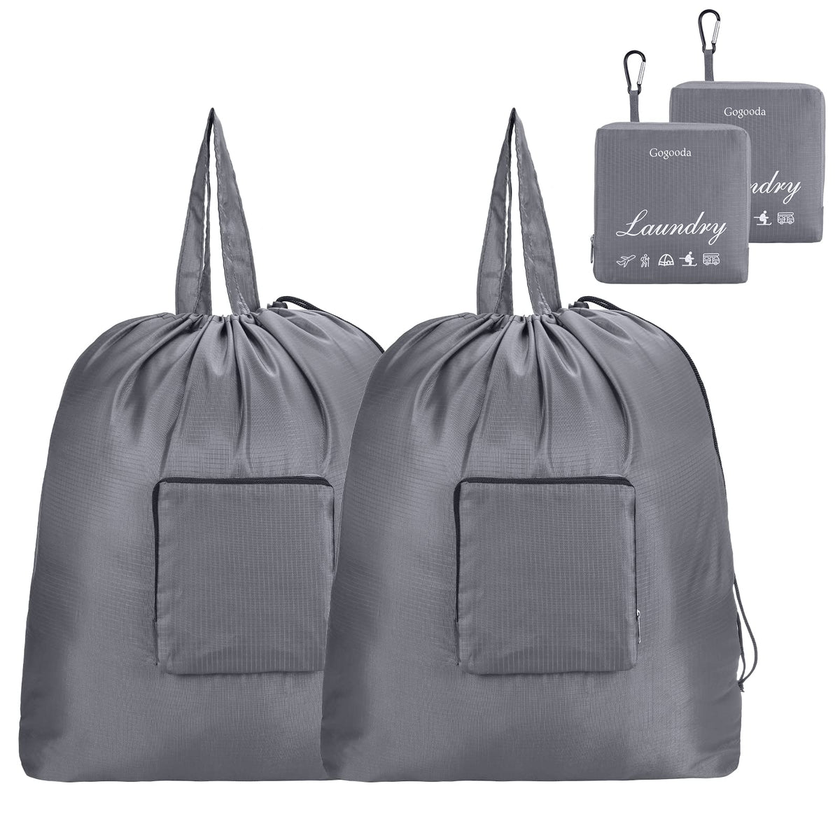 GOGOODA Travel Laundry Bags with Drawstring Closure XL Large with Handle