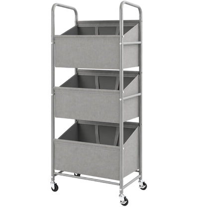 STO STO 3-Tier Vertical Rolling Laundry Hamper, Removable Bags, Black Mesh