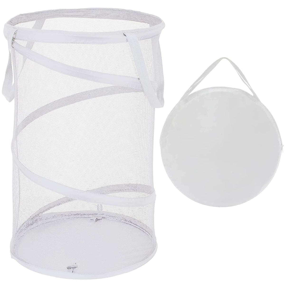BATTOO Collapsible Laundry Basket Foldable Mesh Pop Up Hamper with Handles for Laundry Room, Bathroom, Kids Room, College Dorm, Travel, Storage Organizer Black