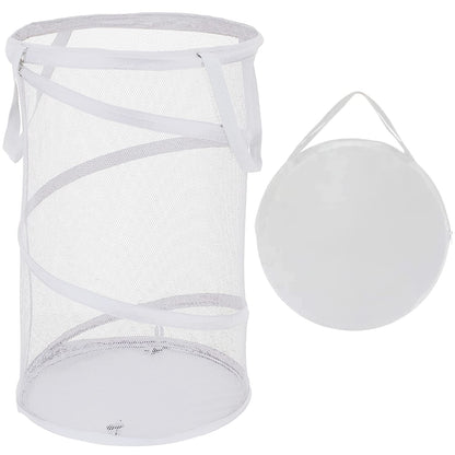 BATTOO Collapsible Laundry Basket Foldable Mesh Pop Up Hamper with Handles for Laundry Room, Bathroom, Kids Room, College Dorm, Travel, Storage Organizer Black