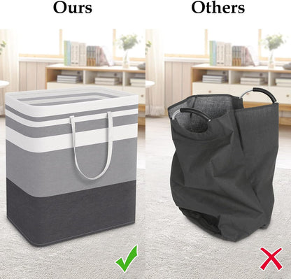StorageRight Laundry Basket Hamper, 100L Collapsible Clothes Storage, Grey