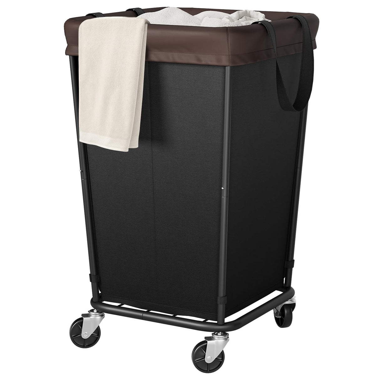 160L Laundry Hamper with Wheels and Handle, 2-Section Rolling Hamper for Laundry, Large Laundry Basket with Wheels, Rolling Laundry Basket Clothes Hamper for Home, Bathroom and Dorm(Black)