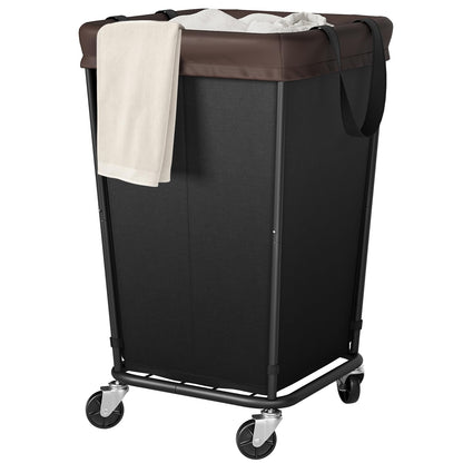160L Laundry Hamper with Wheels and Handle, 2-Section Rolling Hamper for Laundry, Large Laundry Basket with Wheels, Rolling Laundry Basket Clothes Hamper for Home, Bathroom and Dorm(Black)