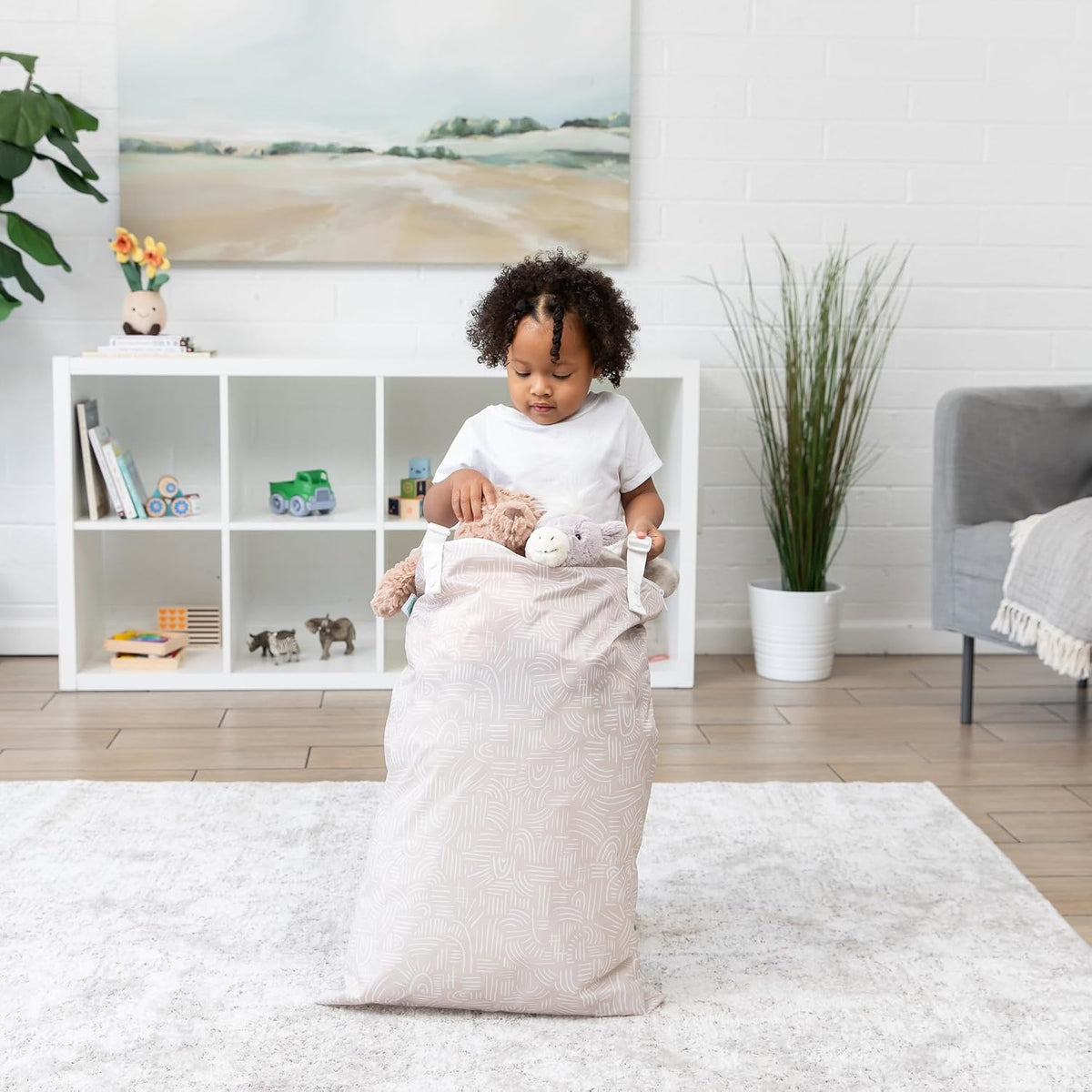 Bumkins Waterproof Hanging Wet Bag Large for Baby, Laundry, Dirty Clothes, Travel, Swim Suit, Cloth Diapers, Pool, Towels, Daycare, Beach, Zip Reusable Bag, Wetdry Vacation Packing, XL Boho Beige