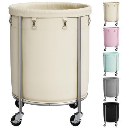 ELYKEN Laundry Basket with Wheels, Round Rolling Laundry Hamper, Black