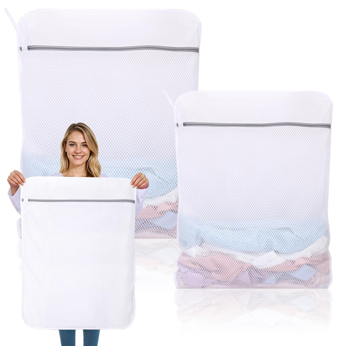 Dntorx 2 Pack XX-Large Mesh Laundry Bags for Delicates, 24 x 32 Inches