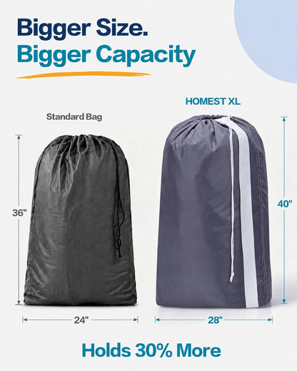 HOMEST 2pack XL Laundry Bag with Strap, Clothes Organizer for Dorm & Travel