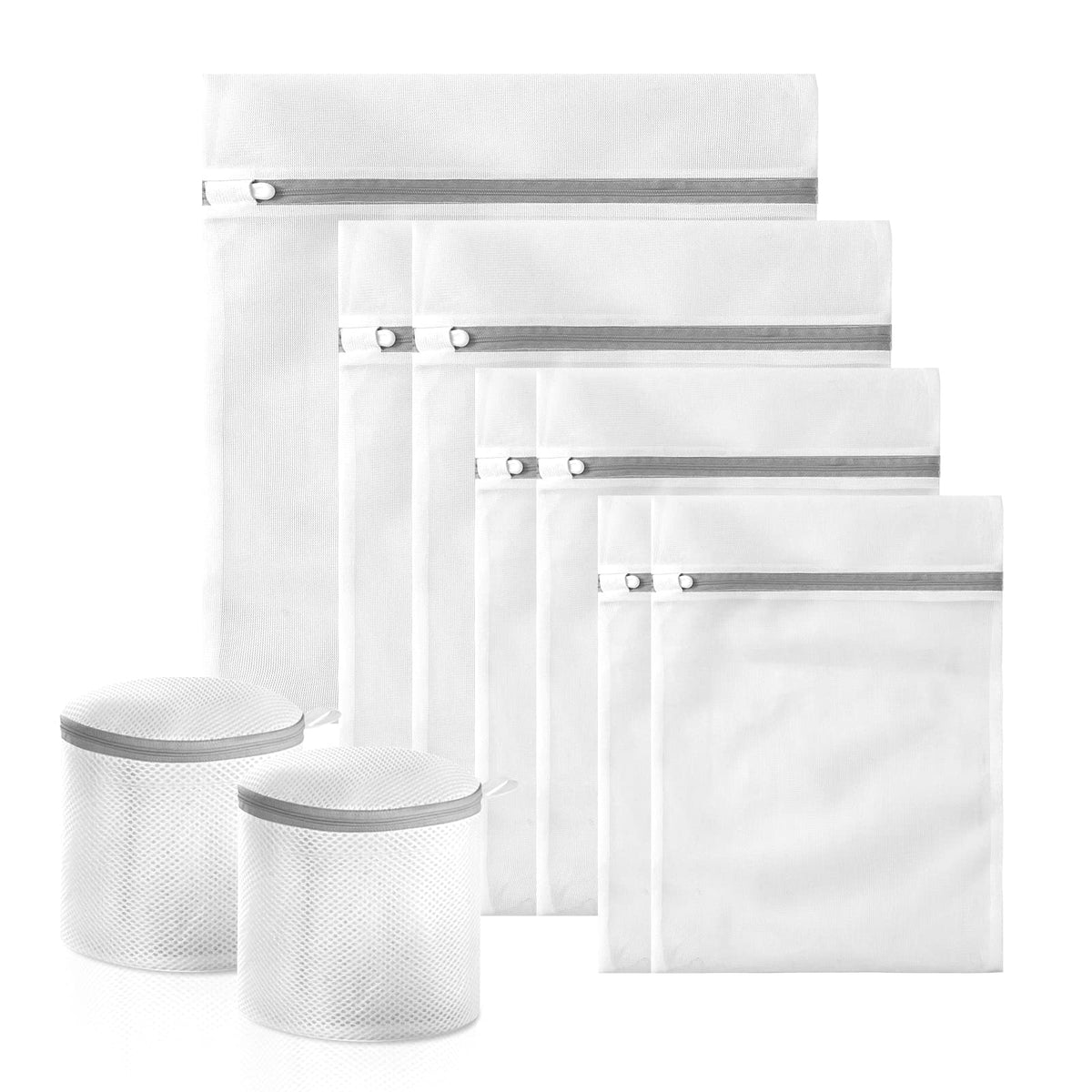 10 Pack Mesh Laundry Bags for Delicates with Non Rust Zipper- MDSXO White Laundry Bags Mesh Wash Bags, Easy Fit Bra, Sock,Lingerie,Sneaker,Baby Laundry for Washing Machine Travel Storage[1XL/3L/3M/3S]