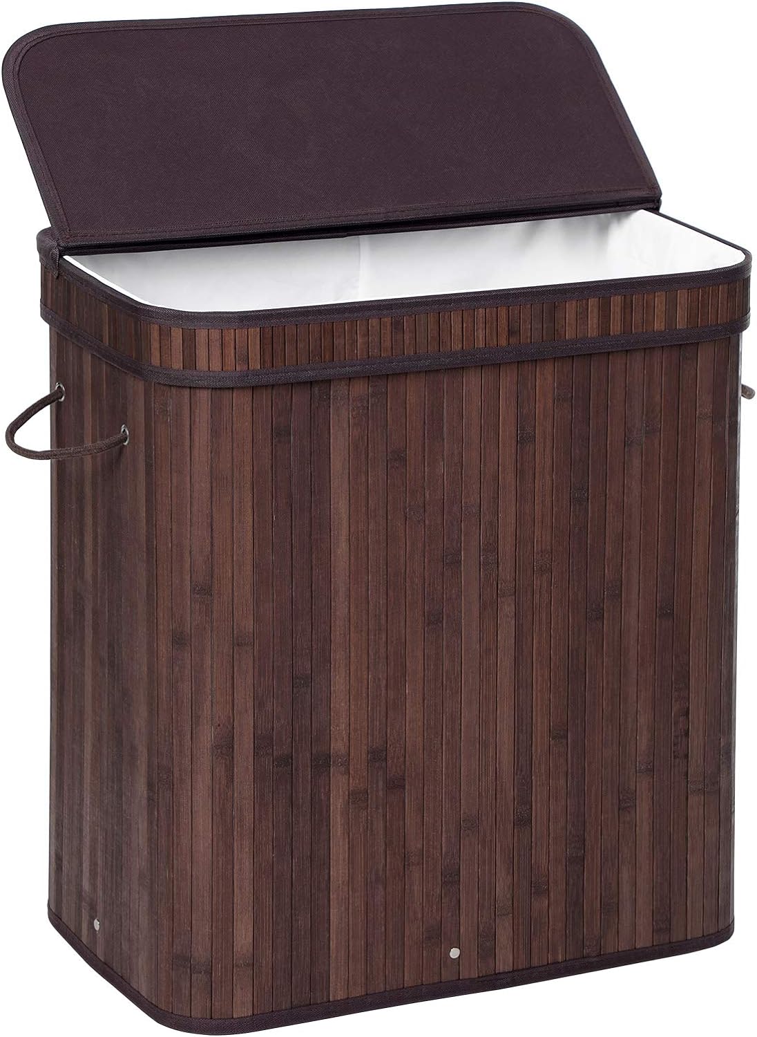 SONGMICS Bamboo Laundry Hamper with Lid, 100L, with Handles