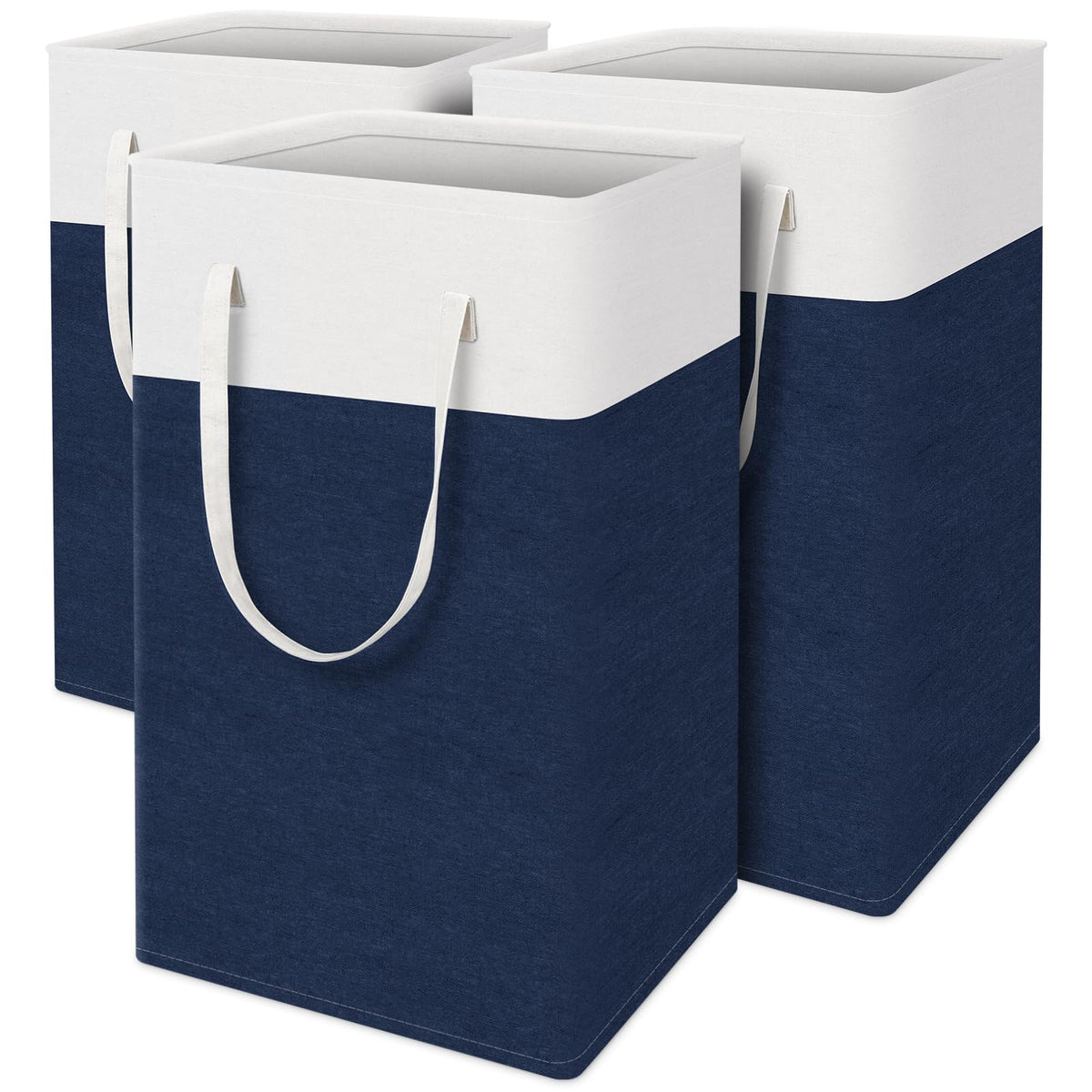 TasticTotes Laundry Basket 3-Pack, Laundry Hamper, 75L-Black