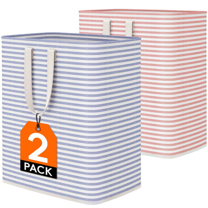 Lifewit 80L Large Laundry Baskets, Laundry Hampers Bags, 2 Pack, Grey&Pink