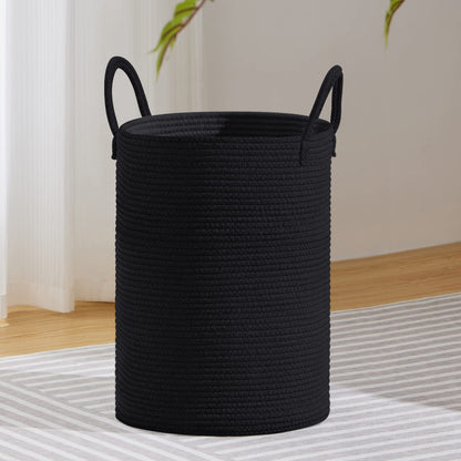VIPOSCO 58L Tall Woven Laundry Basket Hamper, White Brown