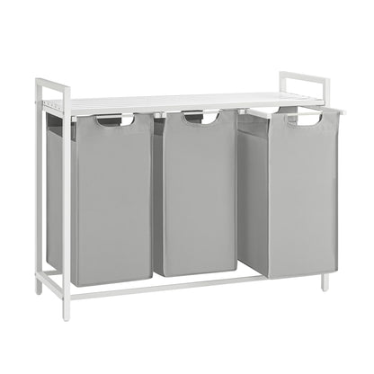 VASAGLE Laundry Hamper with Shelf, 3 Pull-Out Bags, 3 x 10.6 Gallons (40 L)
