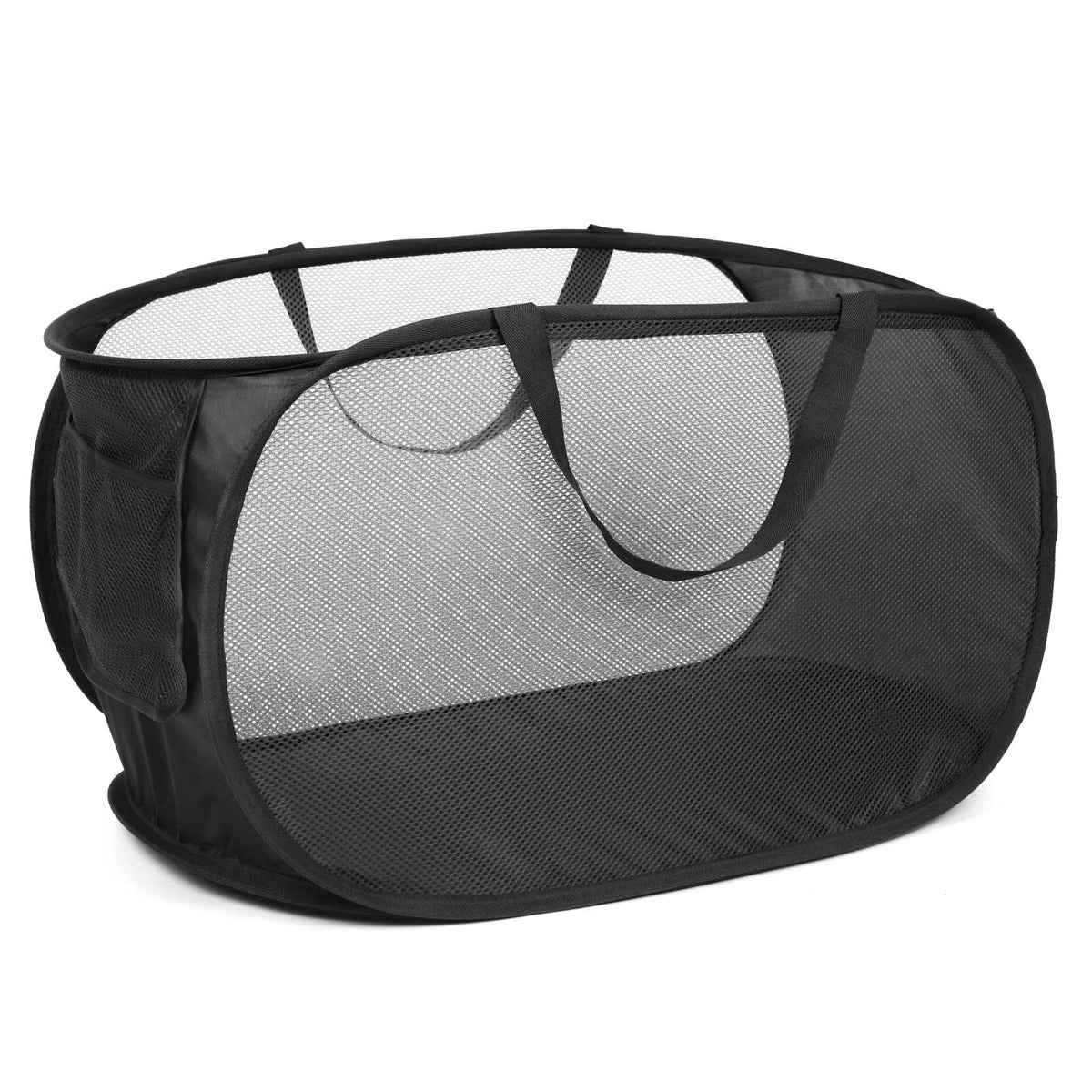 4 Pack Durable Collapsible Laundry Baskets, Mesh Foldable Laundry Basket, Pop Up Laundry Hamper with Pocket, Clothes Hamper with Reinforced Handles for Laundry, Bathroom, Kids Room, Dorm or Travel
