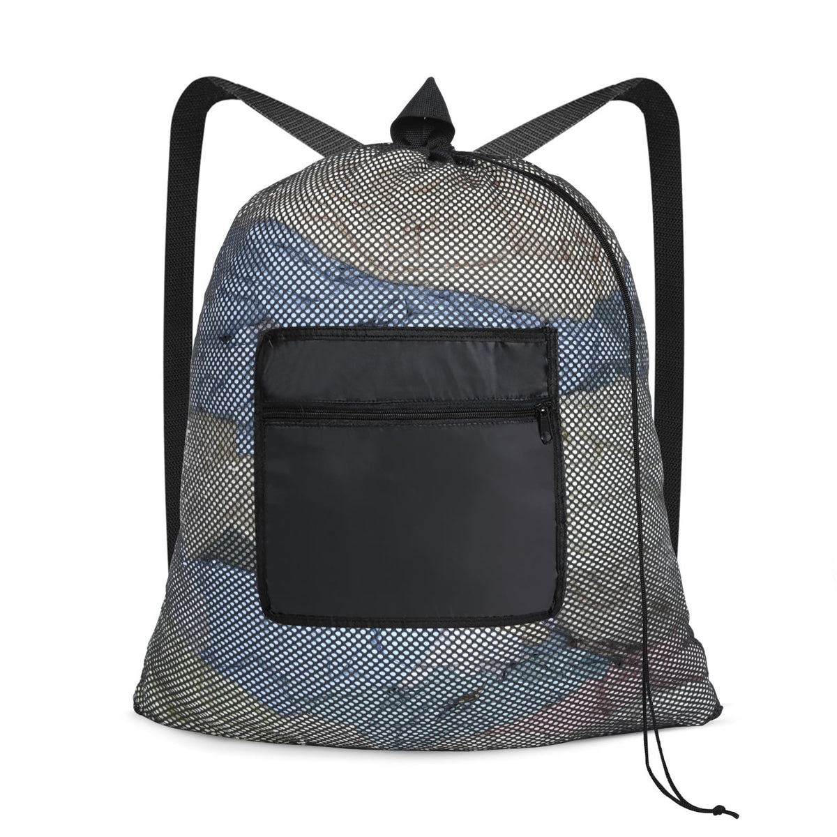 OTraki Mesh Laundry Bags 36 x 28 Inch Extra Large Travel Laundry Bag Backpack Heavy Duty Drawstring Dirty Clothes Laundry Mesh Wash Bag with Shoulder Straps Don't Drying, Melting 140-176℉ Black