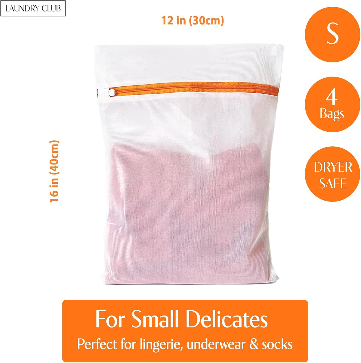 4 Pack Mesh Laundry Bags for Delicates 12inx16in LAUNDRY CLUB®