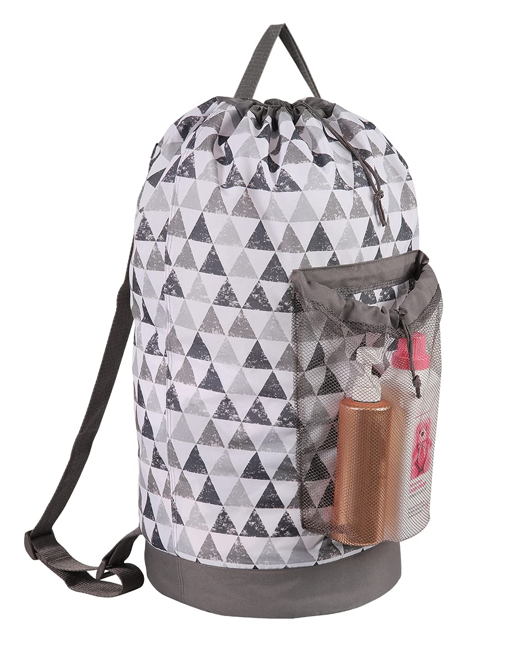 Dalykate Backpack Laundry Bag, 115L Large Hamper with Shoulder Straps, Drawstring Closure, Mesh Pocket, Khaki