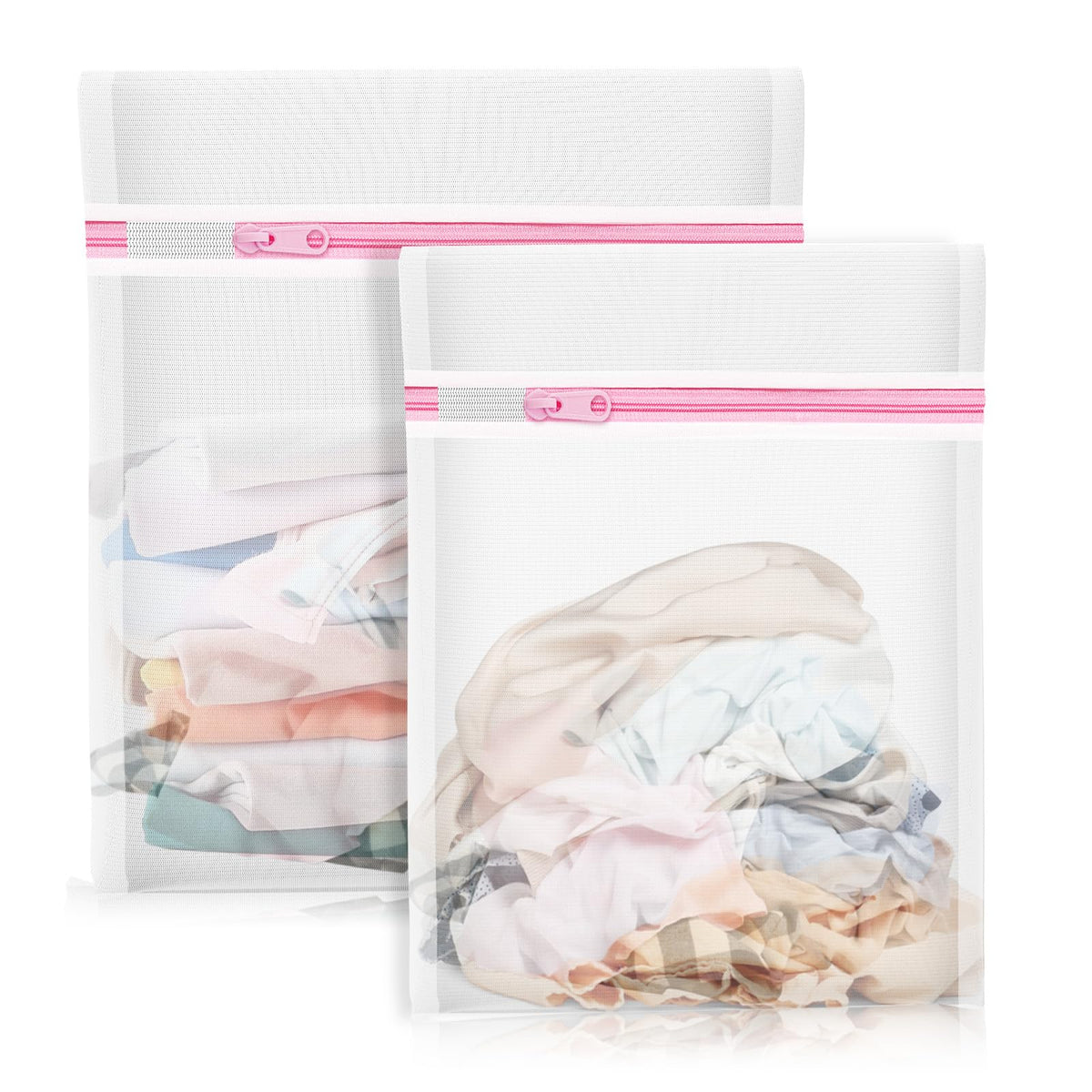 4Pcs Mesh Laundry Bags, Lingerie Bags for Washing Delicates,Mesh Wash Bags for Toy Storage & Cleaning, Travel Storage Organizer Bag, Dorm Room Essentials (1 Large, 1 Medium, 2 Small) (Fine Net)