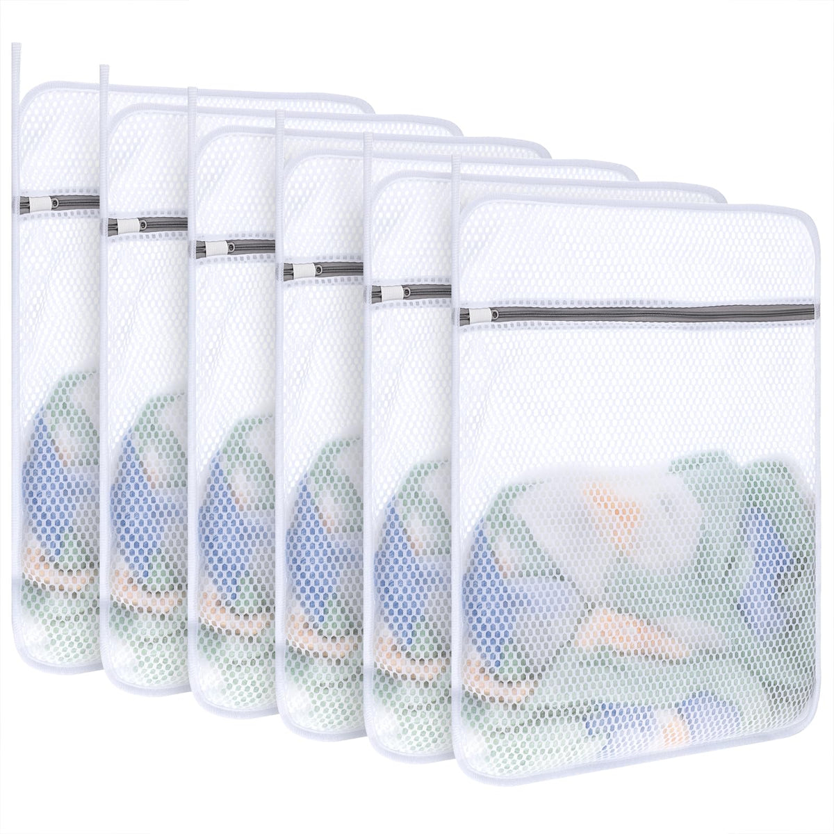6-Pack Durable Honeycomb Mesh Laundry Bags for Delicates, 12 x 16 Inches
