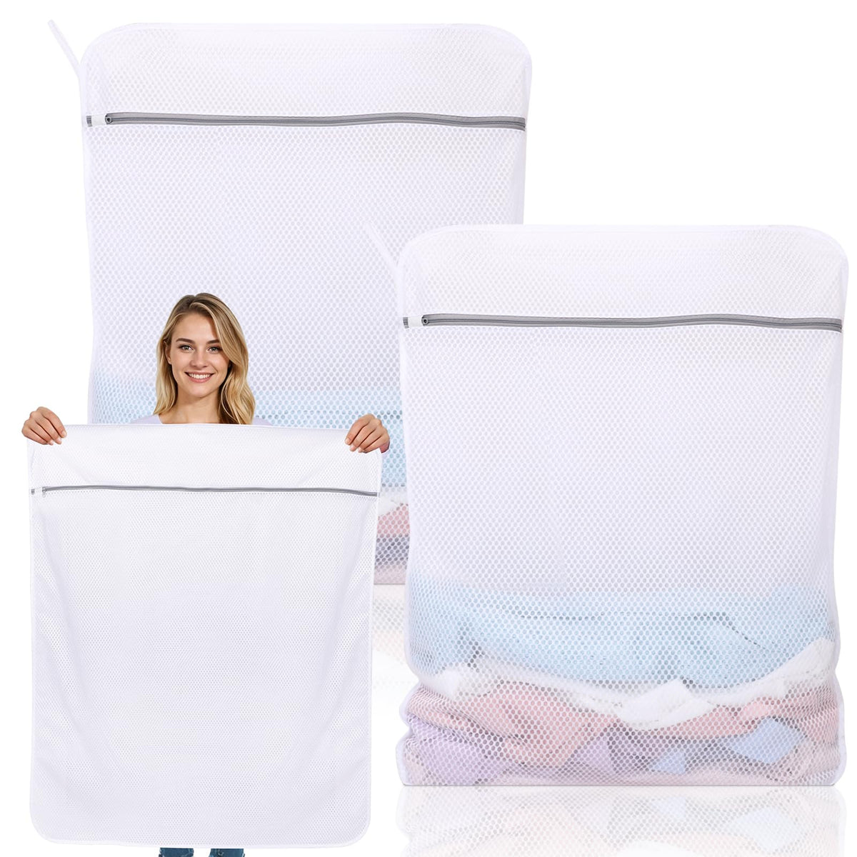 Dntorx 2 Pack XX-Large Mesh Laundry Bags for Delicates, 24 x 32 Inches