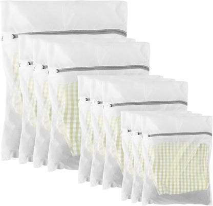 10 Pack Mesh Laundry Bags for Delicates with Non Rust Zipper- MDSXO White Laundry Bags Mesh Wash Bags, Easy Fit Bra, Sock,Lingerie,Sneaker,Baby Laundry for Washing Machine Travel Storage[1XL/3L/3M/3S]