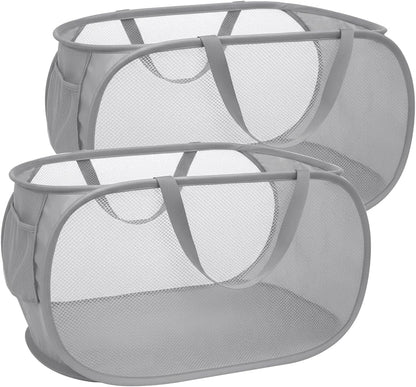 Collapsible Laundry Hamper Basket,Pop Up Mesh Foldable Bag for Laundry Room
