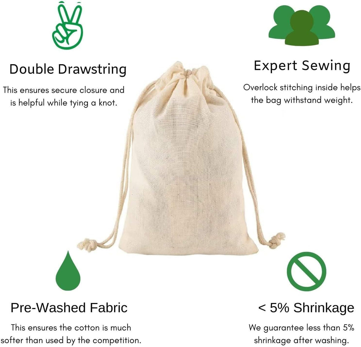 Mayatra's Organic Cotton Laundry Bag For Clothes - Travel Organizer - Eco-friendly 100% Pure Cotton Drawstring Bag - Large Size - Hanging Laundry Bag Foldable and Washable (Pack Of 2)
