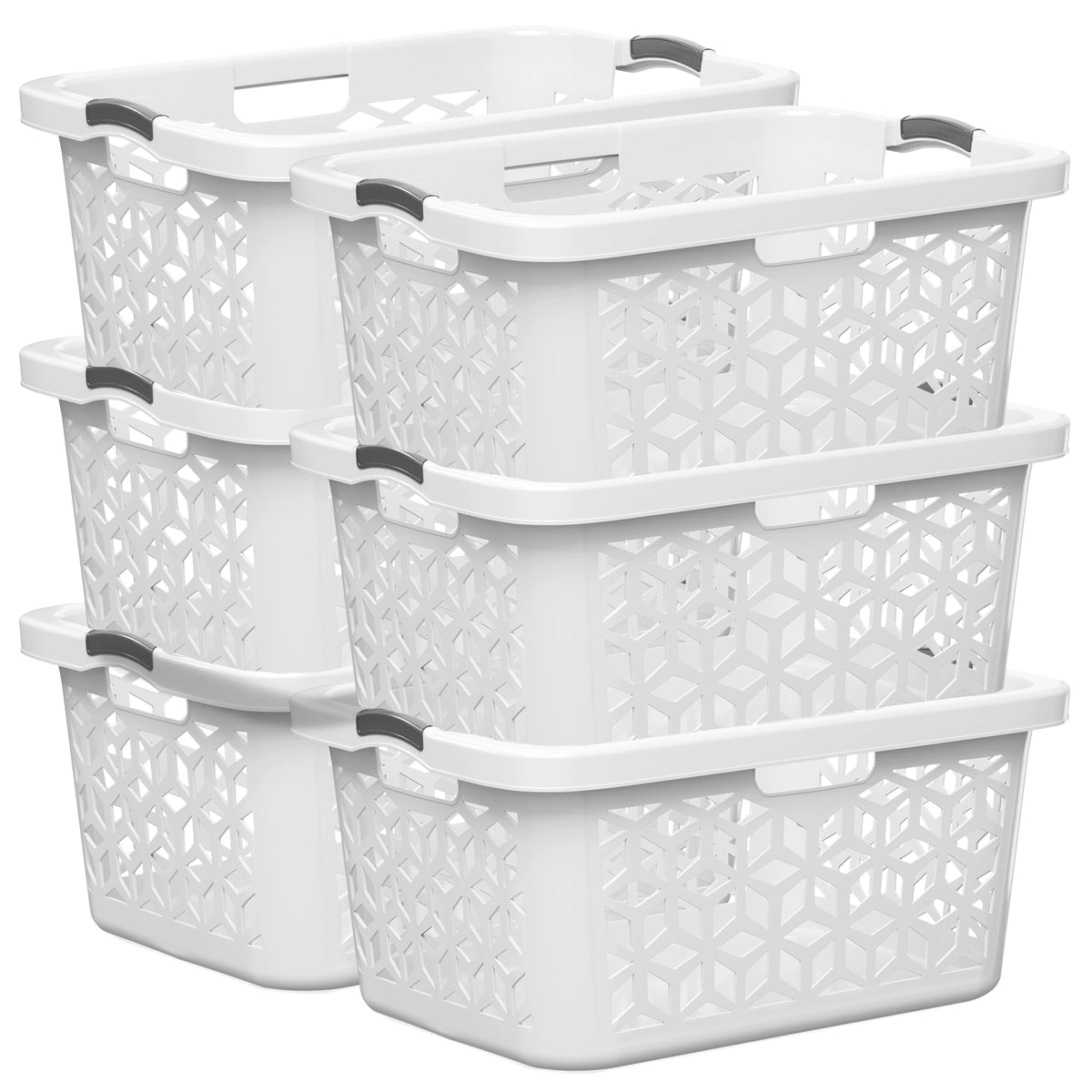 EconoHome Laundry Basket - Large 2 Bushel Laundry Basket with Handles - Stackable Plastic Hamper for Dirty Clothes - Storage Bin & Organizer for Bathroom, Bedroom - White, 70.5L Capacity – Heavy Duty