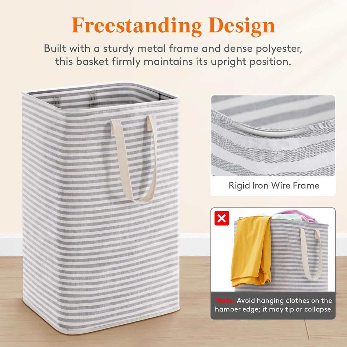 Lifewit 75L Large Collapsible Laundry Basket with Extended Handles, Grey