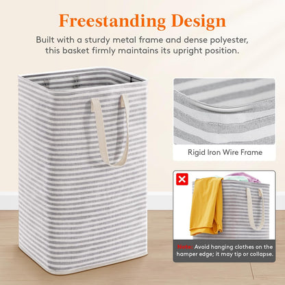 Lifewit 75L Large Collapsible Laundry Basket with Extended Handles, Grey