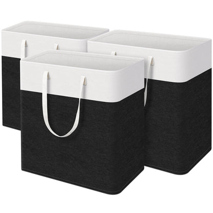 TasticTotes Laundry Basket 3-Pack, Laundry Hamper, 75L-Black