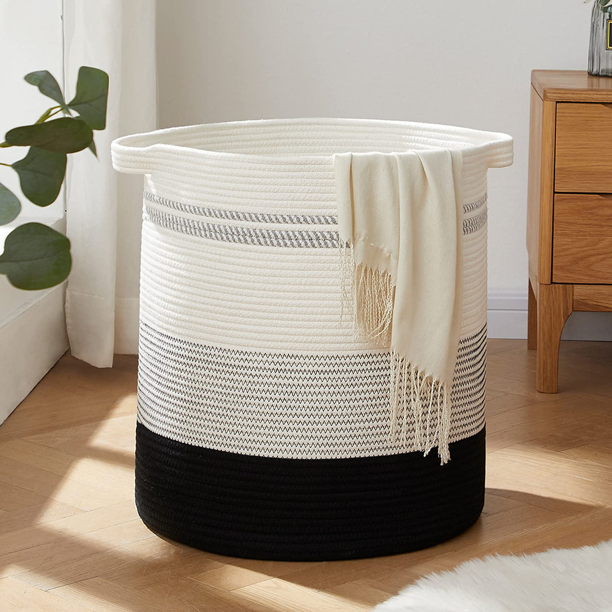 OIAHOMY 60L Laundry Basket Laundry Hamper Nursery Hamper Gradient Yellow
