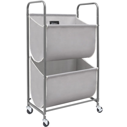 STORAGE MANIAC Vertical Rolling Laundry Hamper, 4 Section Laundry Sorter with Wheels and 2 Breaks, 4-tier Laundry Baskets for Small Space, Dorm, Laundry Room, Closet, Bathroom, Gray 4-tier