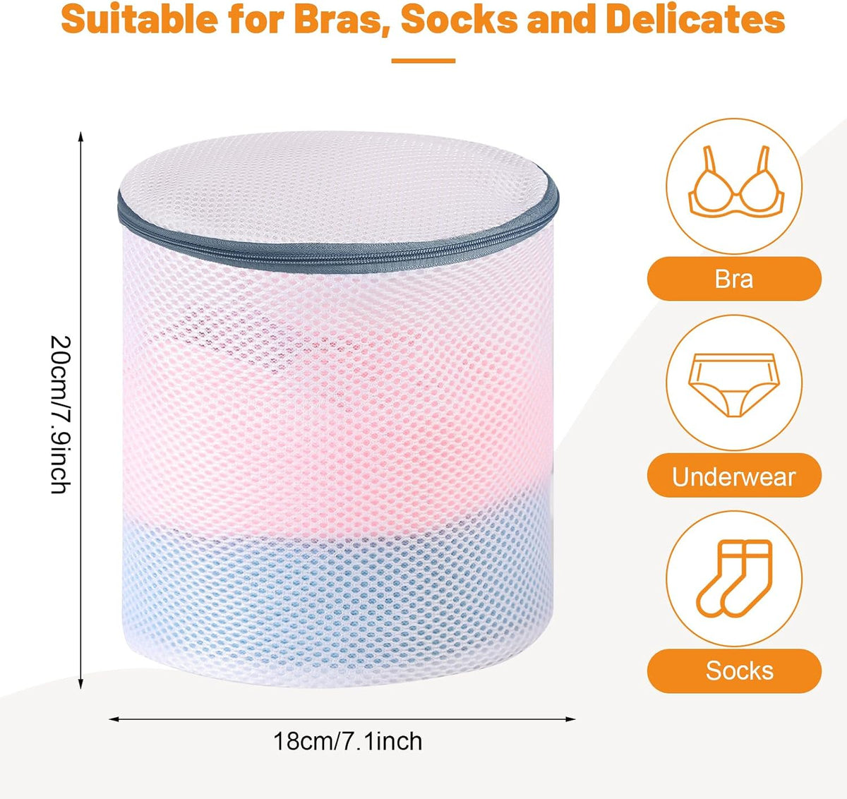 Dntorx 3 PCS Lingerie Bags for Washing Delicates, Bra Wash Bags Grey Zipper