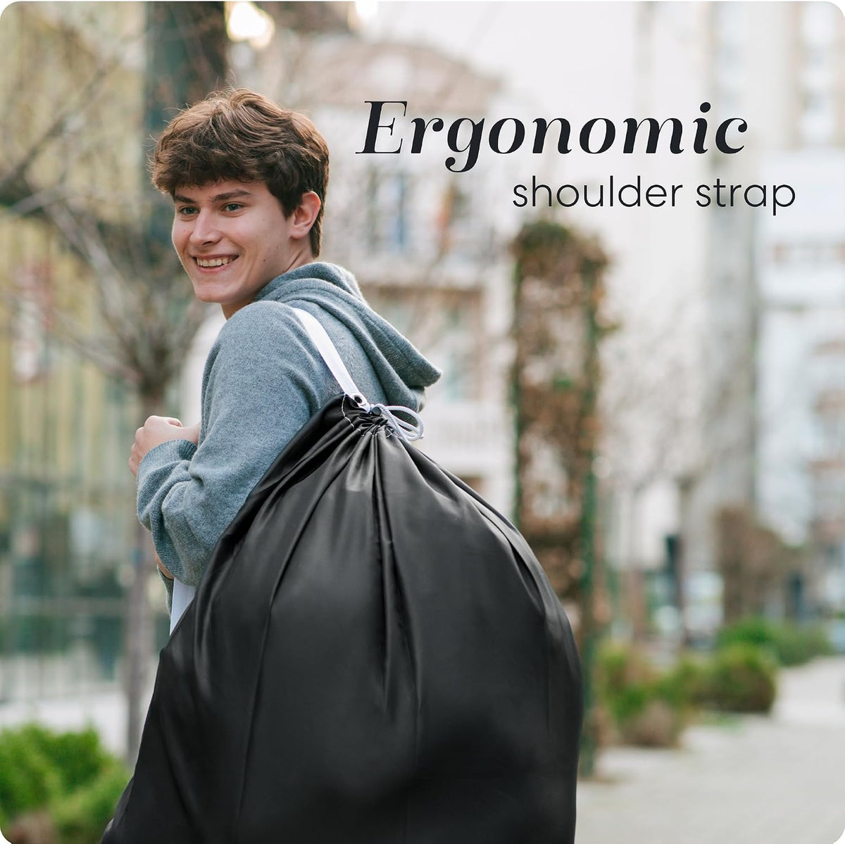 Handy Laundry Bag with Shoulder Strap 30"x40", Extra Large, Black
