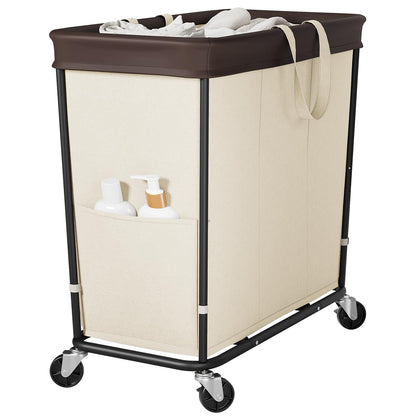 160L Laundry Hamper with Wheels and Handle, 2-Section Rolling Hamper for Laundry, Large Laundry Basket with Wheels, Rolling Laundry Basket Clothes Hamper for Home, Bathroom and Dorm(Black)