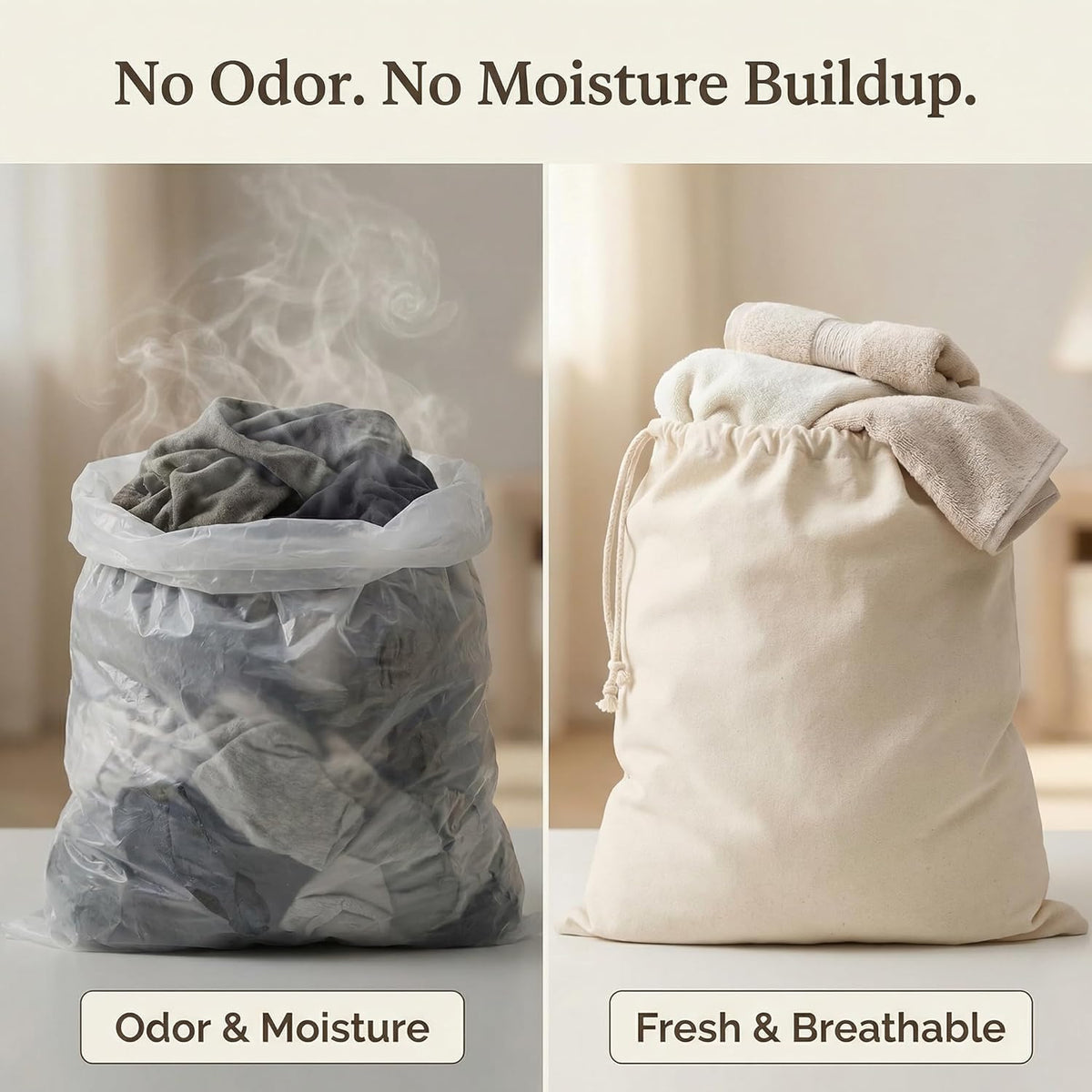 Urban Villa Laundry Bags 2-Pack 28”x36" Extra-Large Cotton Canvas Heavy Duty Washable Durable Travel Laundry Sacks with Drawstring Closure Reusable Hamper Liners for Dirty Clothes Delicates & Lingerie