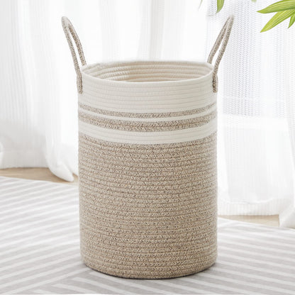 VIPOSCO 58L Tall Woven Laundry Basket Hamper, White Brown