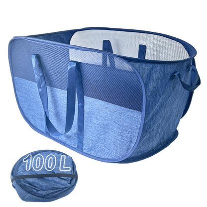 Pop Up Laundry Hamper 2 Pack with Handles & Side Pockets