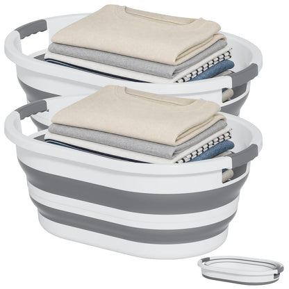 43L(11.5Gallon) Collapsible Laundry Baskets Plastic (Grey, 2 Packs)